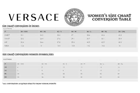 versace size guide womens clothing|versace size conversion chart.